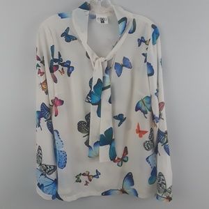 Nwot Butterfly tie Neck Blouse XL